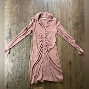 Never Worn Abercrombie & Fitch Long Sleeve Ruched Dress in Brown